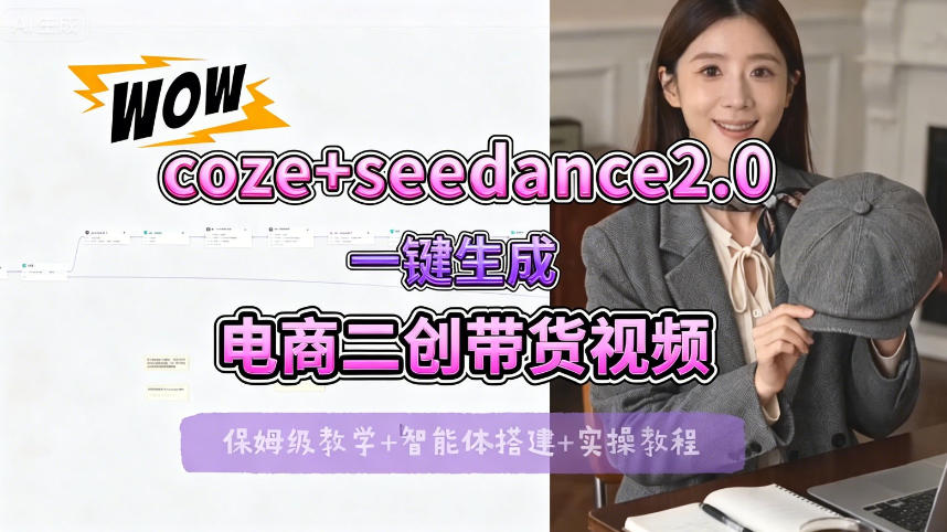 【Coze工作流搭建实操教程】seedance2.0+coze一键生成电商二创带货视频，全流程保姆级教学-黑斯坦丁项目网