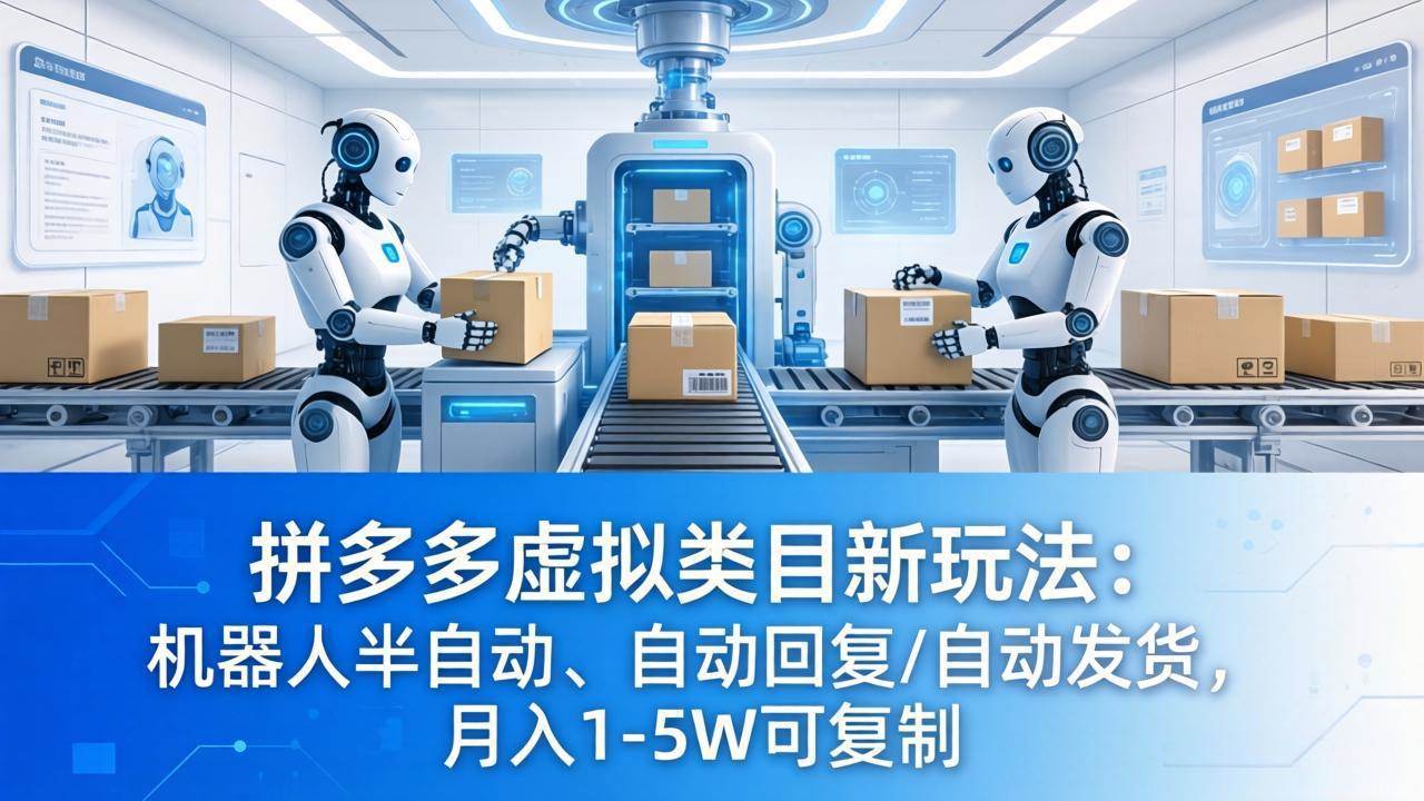 （18038期）拼多多虚拟类目新玩法：机器人半自动、自动回复 /自动发货，月入 1-5W 可复制-黑斯坦丁项目网