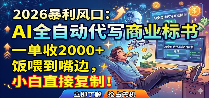 AI全自动代写商业标书，一单收2000+，饭喂到嘴边，小白直接复制-黑斯坦丁项目网