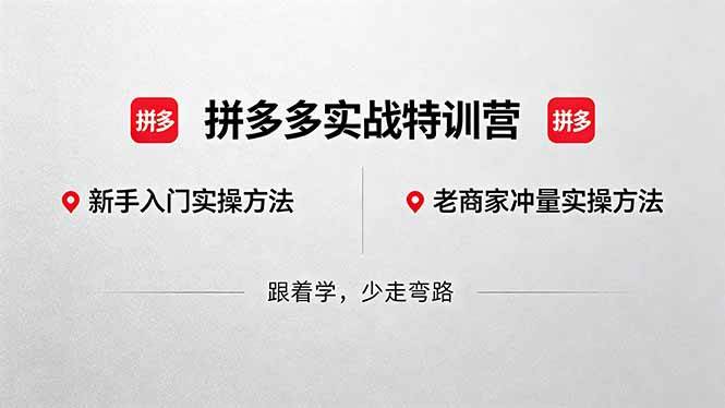 （18468期）拼多多实战特训营(更新5月15)：不管是新手入门或老商家冲量，都有实操方法，跟着学，少走弯路-黑斯坦丁项目网