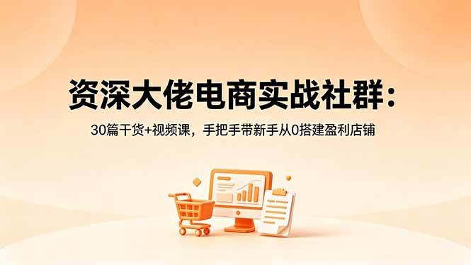 (18529期)资深大佬电商实战社群:30篇干货+视频课,手把手带新手从0搭建盈利店铺-黑斯坦丁项目网