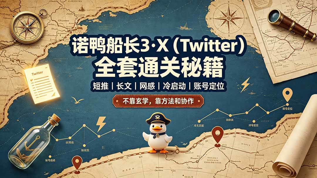(19215期)诺鸭船长3·X(Twitter)全套通关秘籍,短推、长文、网感、冷启动、账号定位,不靠玄学,靠方法和协作-黑斯坦丁项目网