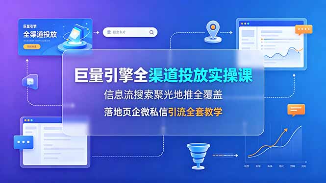 巨量引擎全渠道投放实操课，信息流搜索聚光地推全覆盖，落地页企微私信引流全套教学-黑斯坦丁项目网
