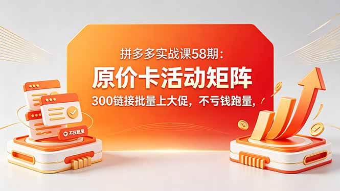 （18395期）拼多多实战课58期：原价卡活动矩阵，300链接批量上大促，不亏钱跑量-黑斯坦丁项目网