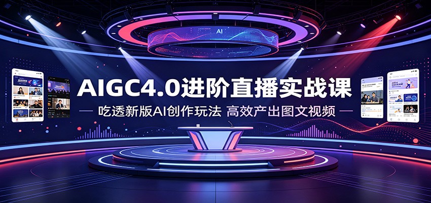 AIGC4.0进阶直播实战课：吃透新版AI创作玩法，高效产出图文视频-黑斯坦丁项目网