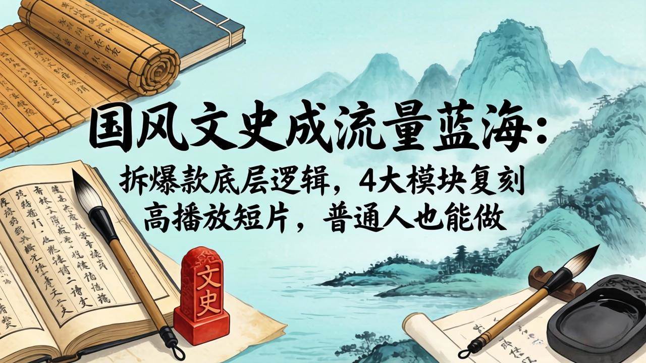 （18227期）国风文史成流量蓝海：拆爆款底层逻辑，4大模块复刻高播放短片，普通人也能做-黑斯坦丁项目网