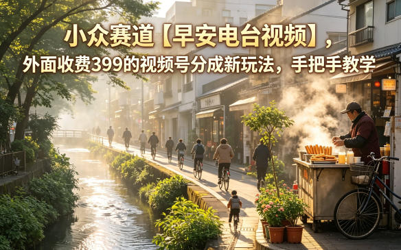 小众赛道【早安电台视频】，外面收费399的视频号分成新玩法，手把手教学-黑斯坦丁项目网