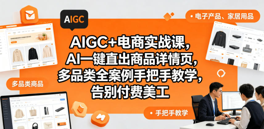 AIGC+电商实战课,AI一键直出商品详情页,多品类全案例手把手教学,告别付费美工-黑斯坦丁项目网