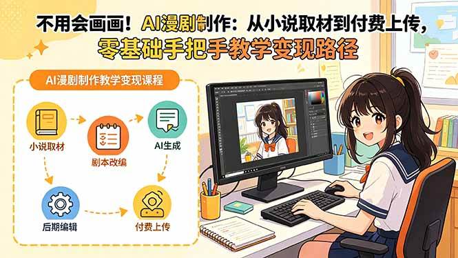 （18439期）不用会画画！AI漫剧制作：从小说取材到付费上传，零基础手把手教学变现路径-黑斯坦丁项目网