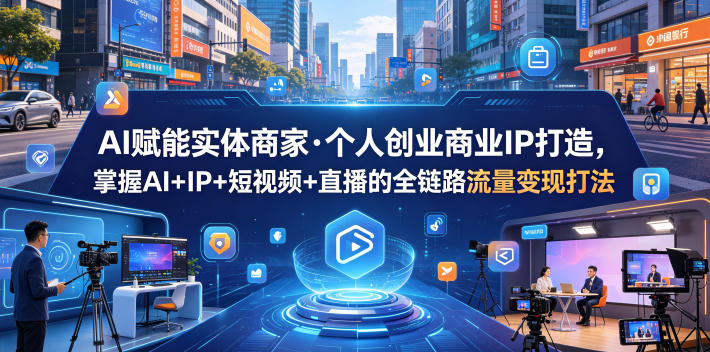 AI赋能实体商家·个人创业商业IP打造，掌握AI+IP+短视频+直播的全链路流量变现打法-黑斯坦丁项目网