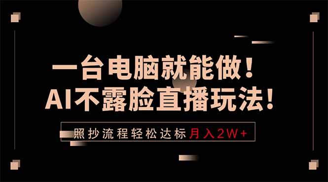（18472期）一台电脑就能做！AI不露脸直播玩法，照抄流程轻松达标月入2W+-黑斯坦丁项目网
