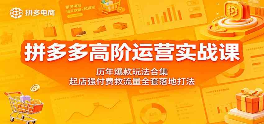 拼多多高阶运营实战课:历年爆款玩法合集,起店强付费救流量全套落地打法-黑斯坦丁项目网