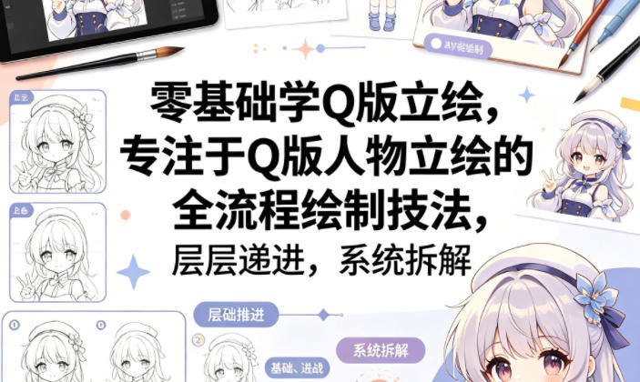 零基础学Q版立绘，专注于Q版人物立绘的全流程绘制技法，层层递进，系统拆解-黑斯坦丁项目网