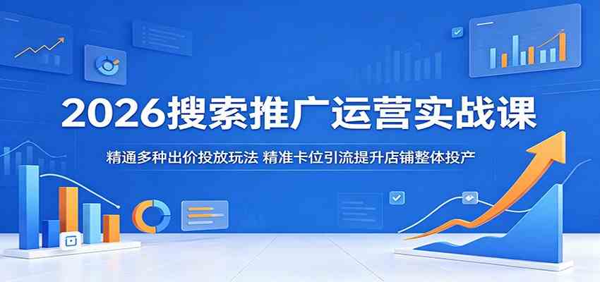 2026搜索推广运营实战课：精通多种出价投放玩法，精准卡位引流提升店铺整体投产-黑斯坦丁项目网