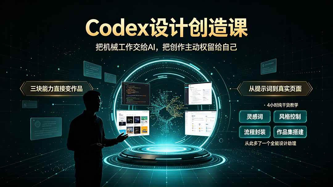 （19362期）Codex设计创造课-2期，小白也能掌握的Codex设计创造技巧，把机械工作交给AI，把创作主动权留给自己-黑斯坦丁项目网