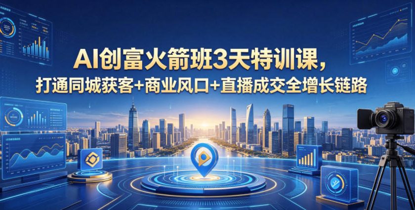 AI创富火箭班3天特训课，打通同城获客+商业风口+直播成交全增长链路，2026年4月新课-黑斯坦丁项目网