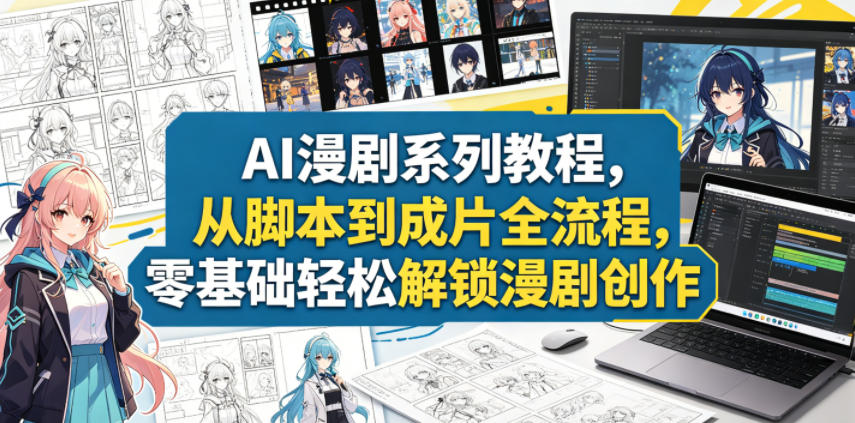 AI漫剧系列教程，从脚本到成片全流程，零基础轻松解锁漫剧创作-黑斯坦丁项目网