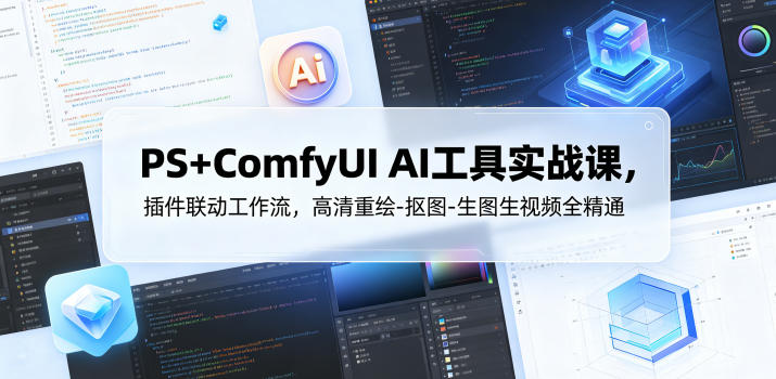 PS+ComfyUI AI工具实战课，插件联动工作流，高清重绘-抠图-生图生视频全精通-黑斯坦丁项目网