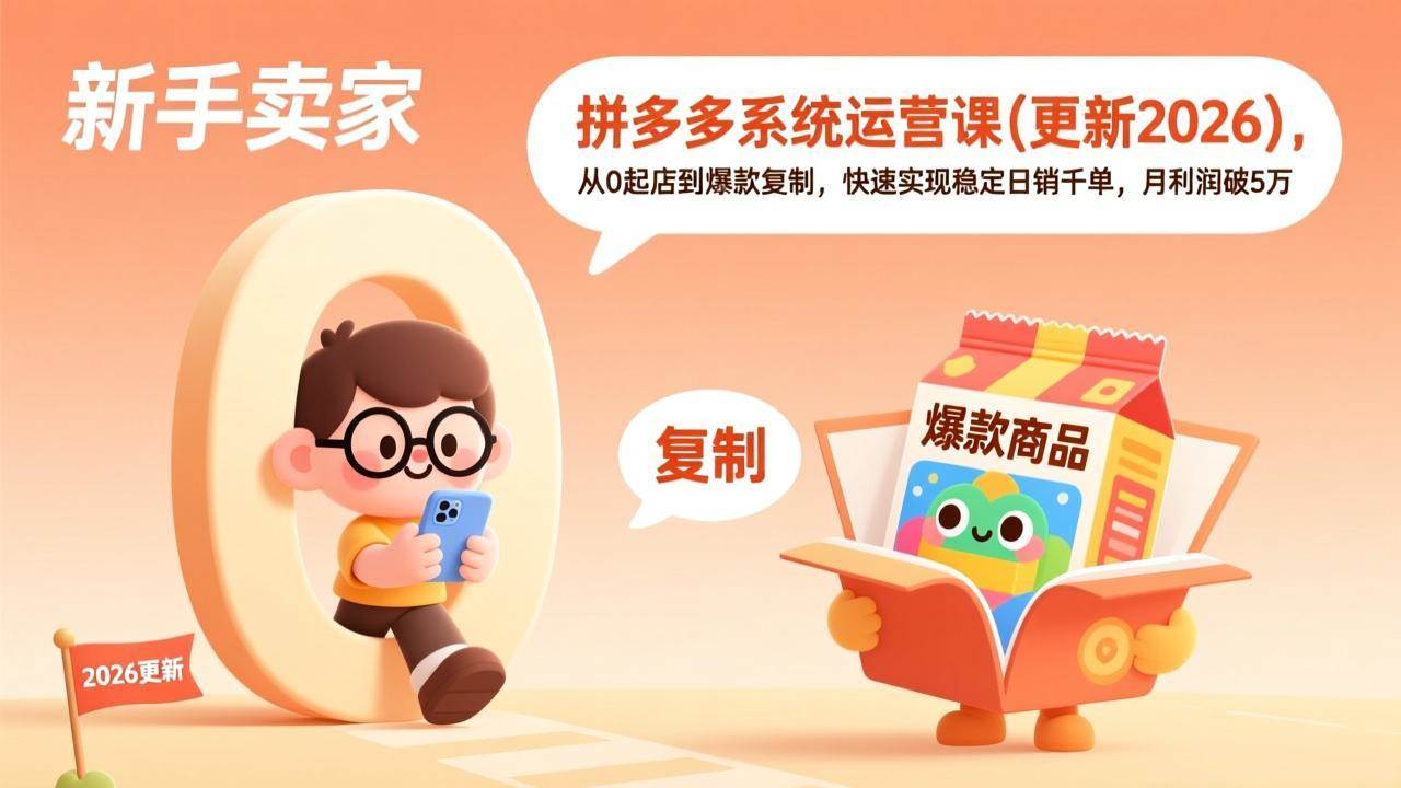 （17807期）拼多多系统运营课(更新3月)，从0起店到爆款复制，快速实现稳定日销千单，月利润破5万-黑斯坦丁项目网