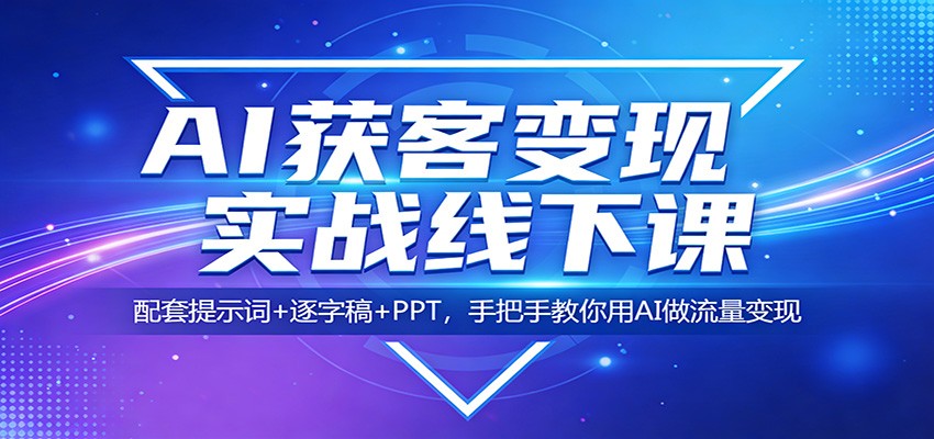 AI获客变现实战线下课：配套提示词+逐字稿+PPT，手把手教你用AI做流量变现-黑斯坦丁项目网